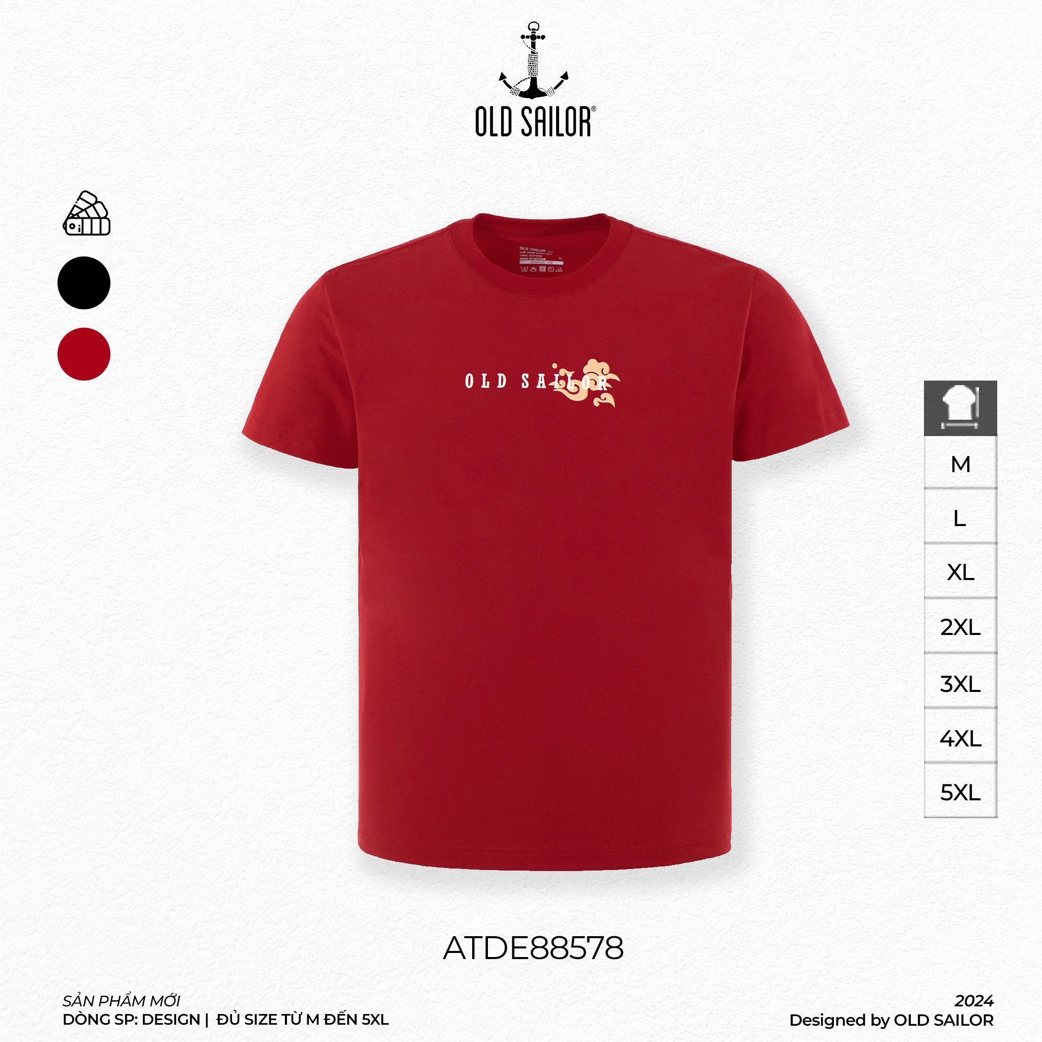 Áo thun in họa tiết Dragon Old Sailor - ATDO88578 - đỏ - Big Size Upto 5XL