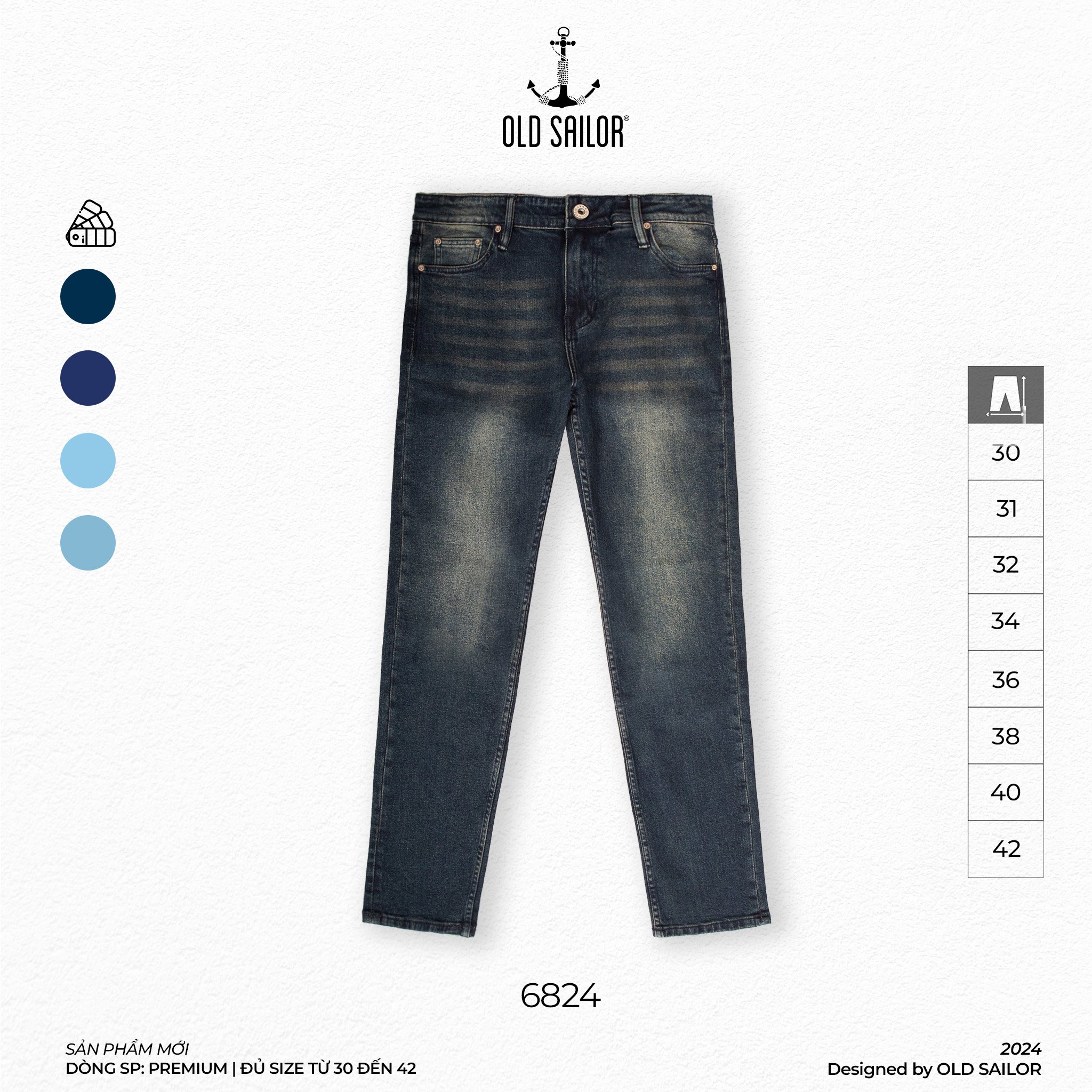 Quần jeans nam form slimfit premium Old Sailor - 6824 - Big size upto 42