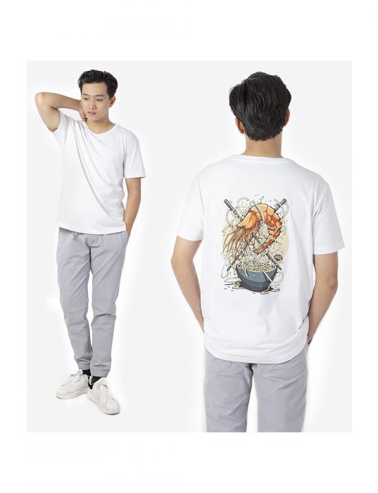 Áo thun họa tiết mỳ tôm vũ trụ Old Sailor  - O.S.L  Graphic shrimp T-SHIRT - WHITE  ATGA883801 - trắng  - big size upto 4XL