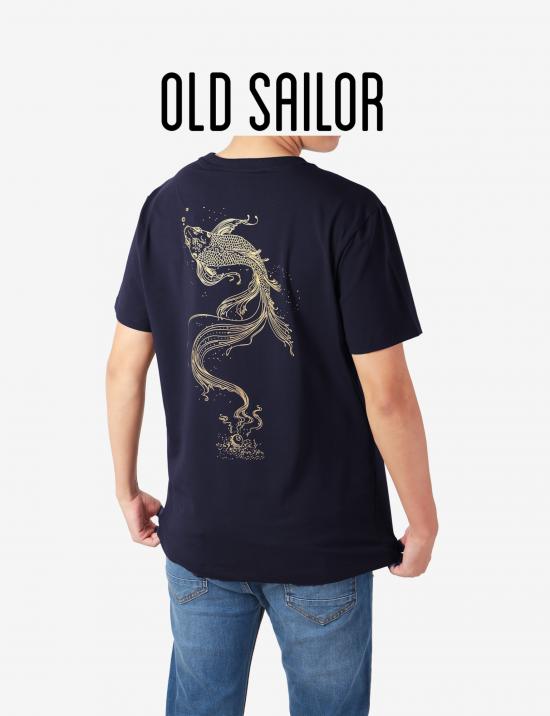 Áo thun họa tiết cá chép Old Sailor - O.S.L Dragon fish T-SHIRT - NAVY ATXD883891 -  xanh - big size upto 4XL