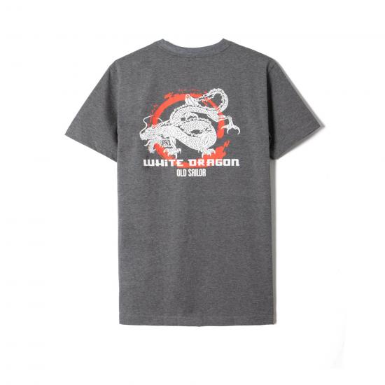 Áo thun họa tiết rồng trắng Old Sailor - O.S.L White Dragon T-SHIRT - GREY ATXA883901-  xám  - big size upto 4XL