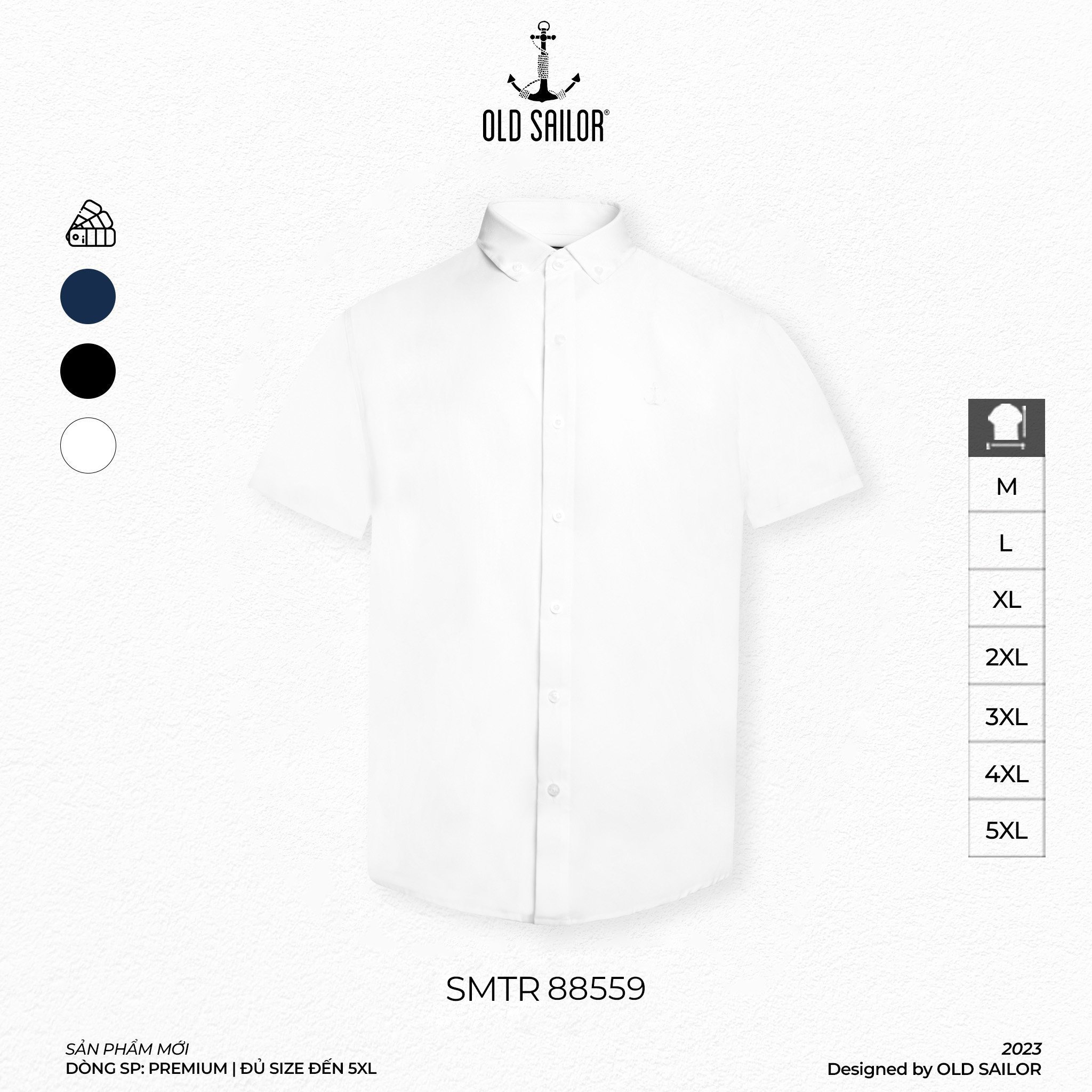 Áo sơ mi vải nano Old Sailor - White - SMTR88559 - trắng - Big Size Upto 5XL