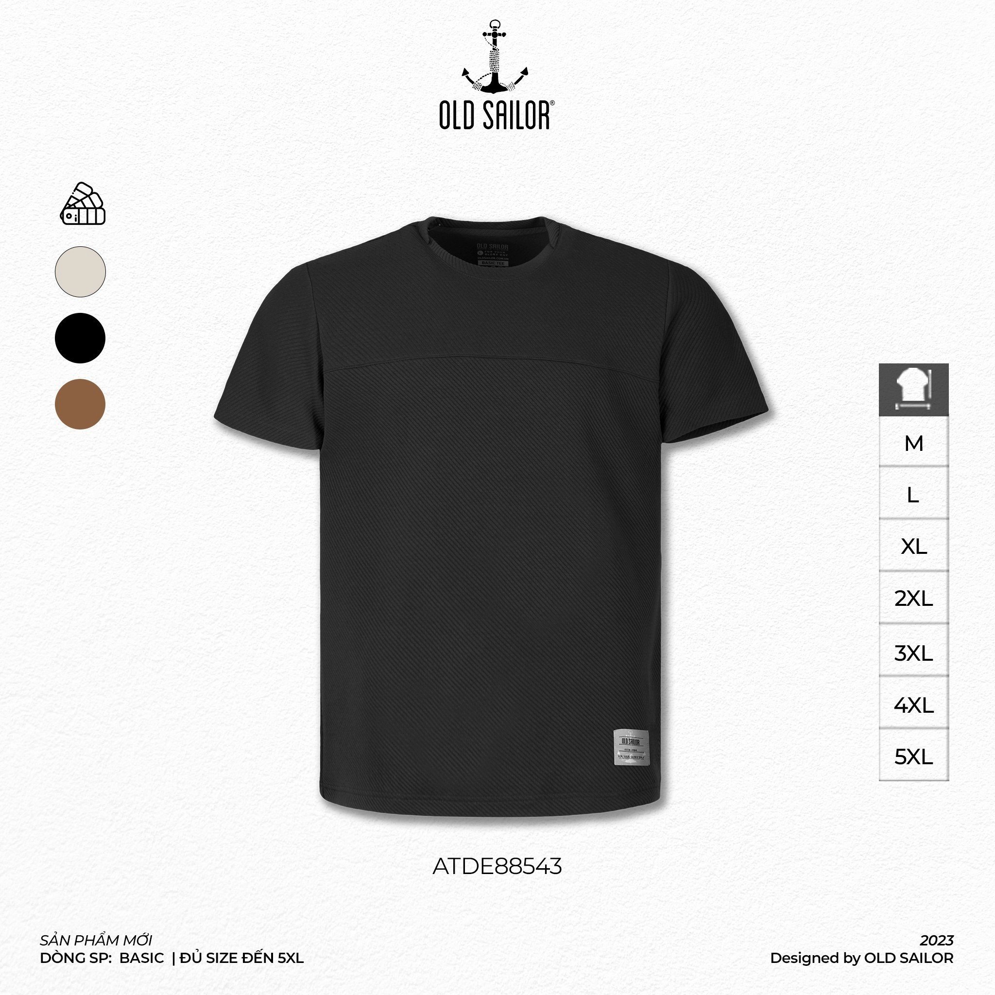 Áo thun nam vải xốp Old Sailor - O.S.L ORIGINAL TEE - BLACK - ATDE88543 - be - Big size upto 5XL