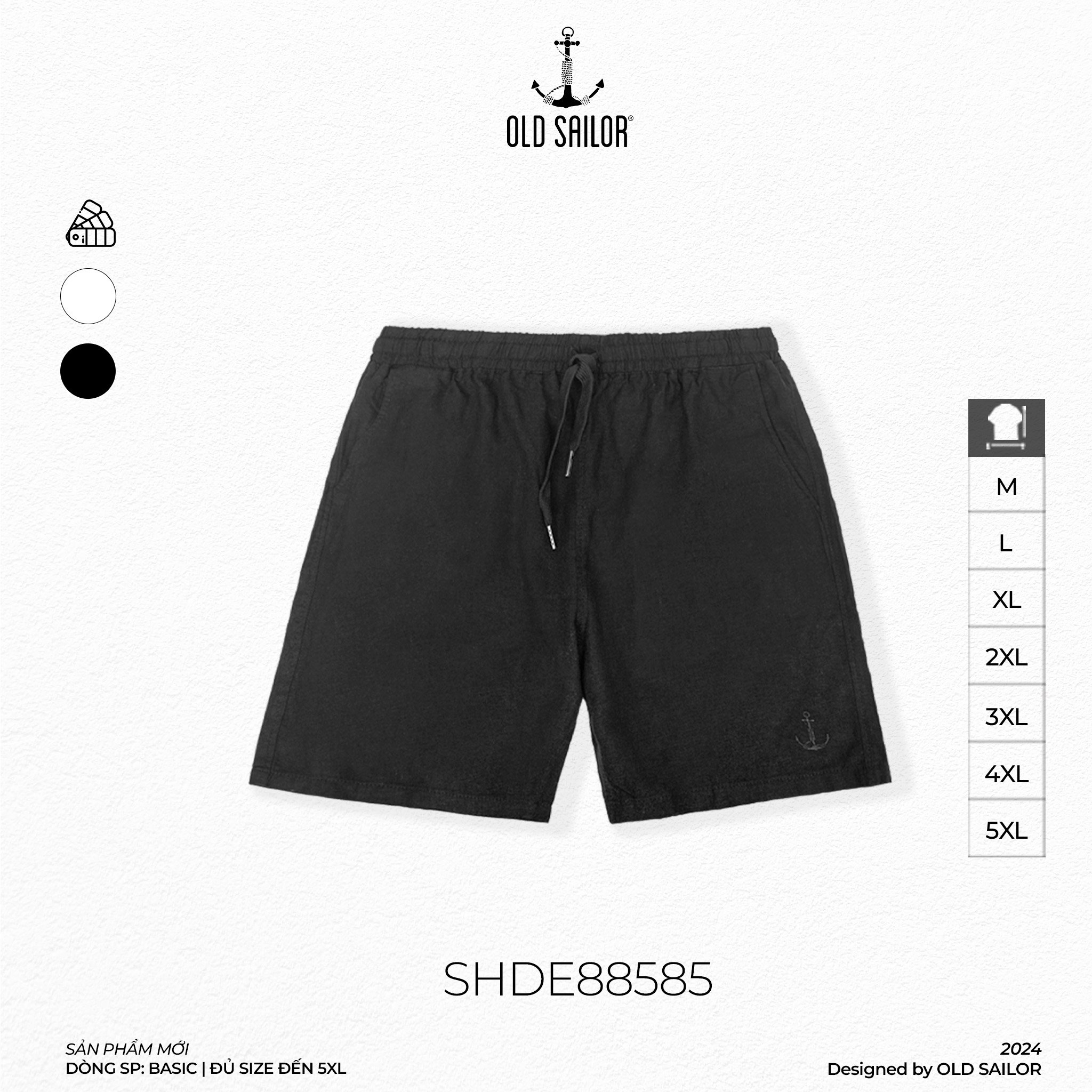 Quần Lửng Linen Old Sailor - SHDE88585 - đen - Big size upto 5XL