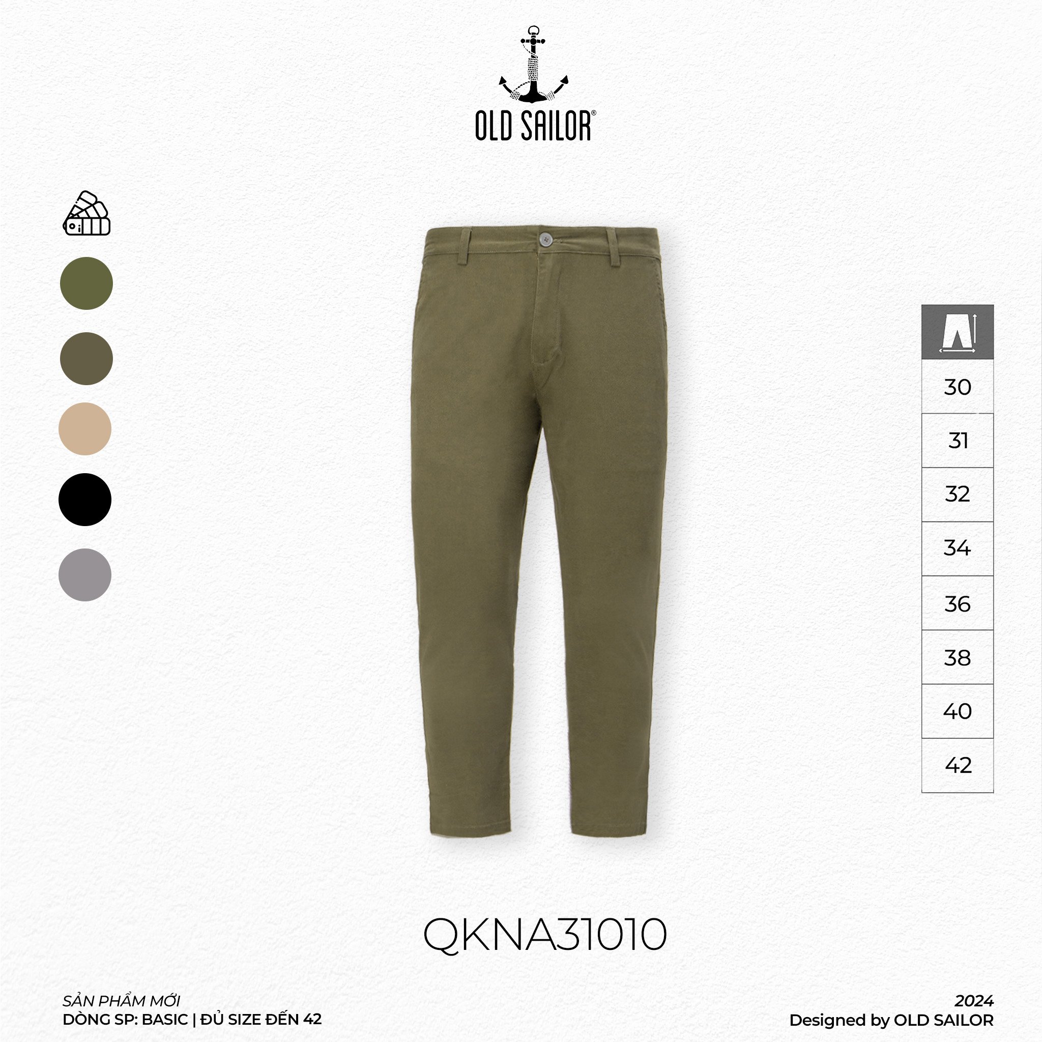 Quần Kaki Form Slim-Fit Old Sailor - QKNA31010 - Big size upto 42