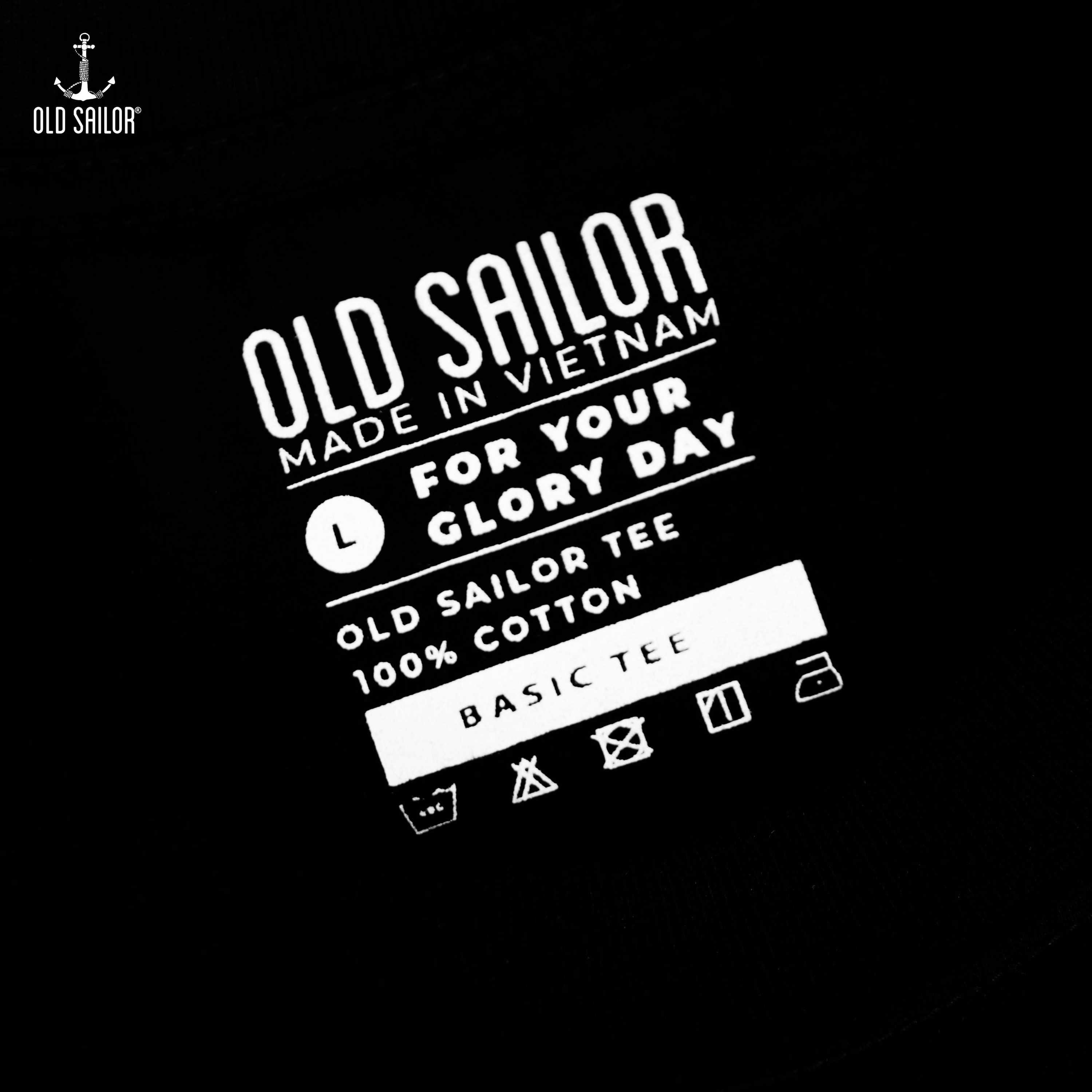 Áo thun nam họa tiết Old Sailor - O.S.L VELVET PRINTED TEE - BLACK - ATDE26015 - đen - Big size upto 5XL