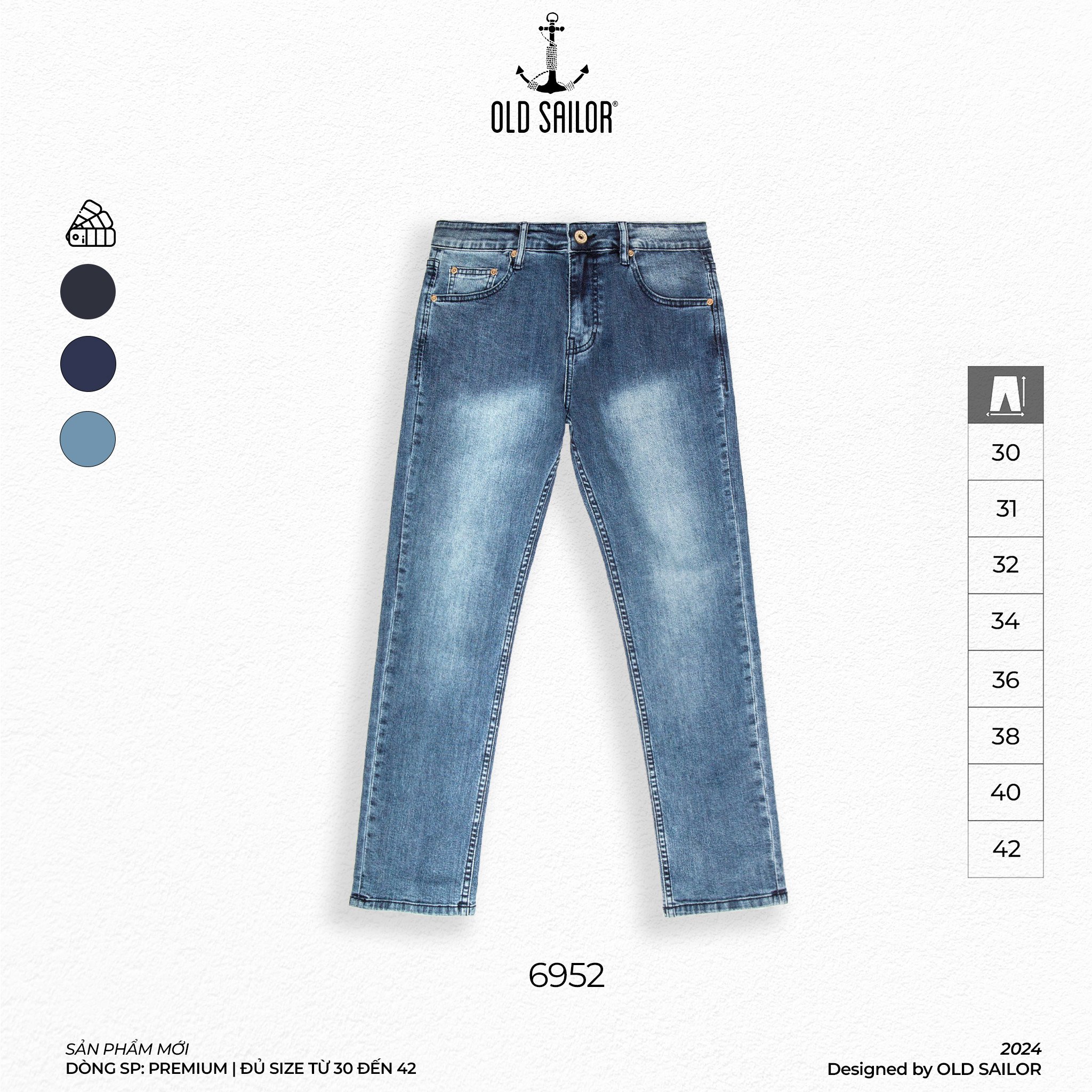 Quần Jeans Shark  Premium Old Sailor - 6952 - Big size upto 44