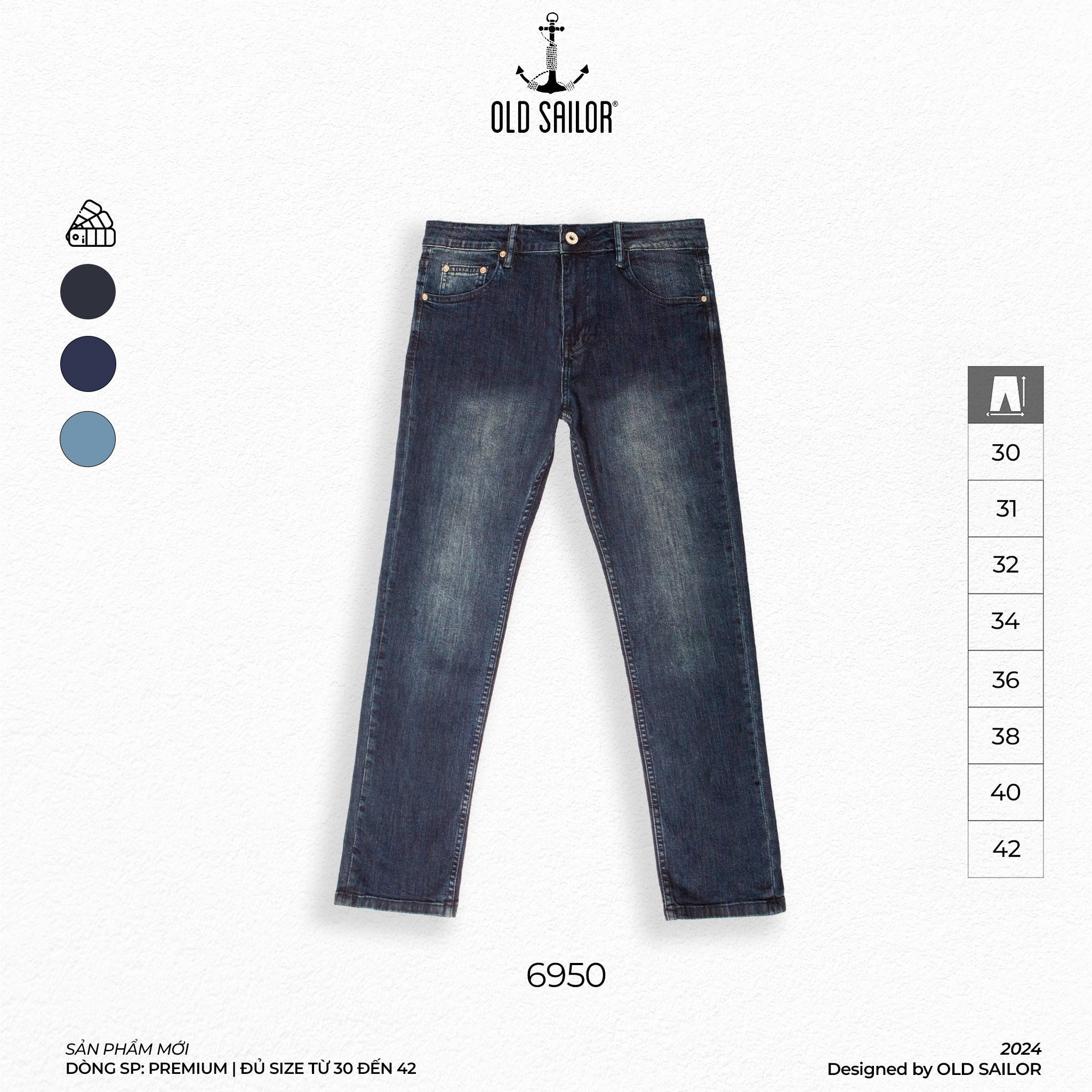 Quần Jeans Shark  Premium Old Sailor - 6950 - Big size upto 44