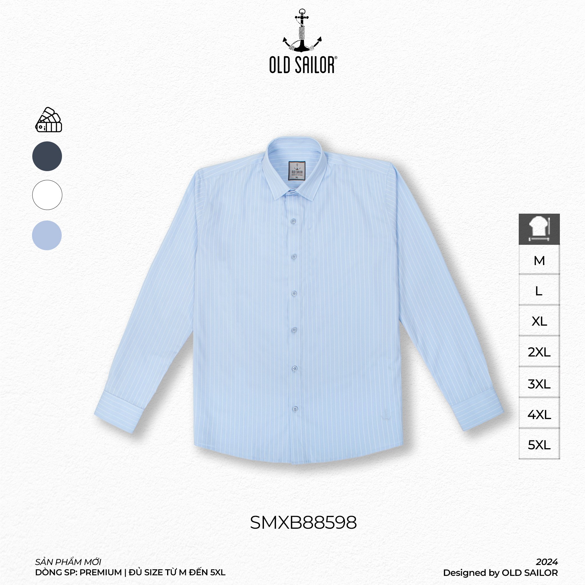 Áo Sơ Mi Kẻ Sọc Vải Sợi Tre Old Sailor - SMXB88598 - Big Size Upto 5XL