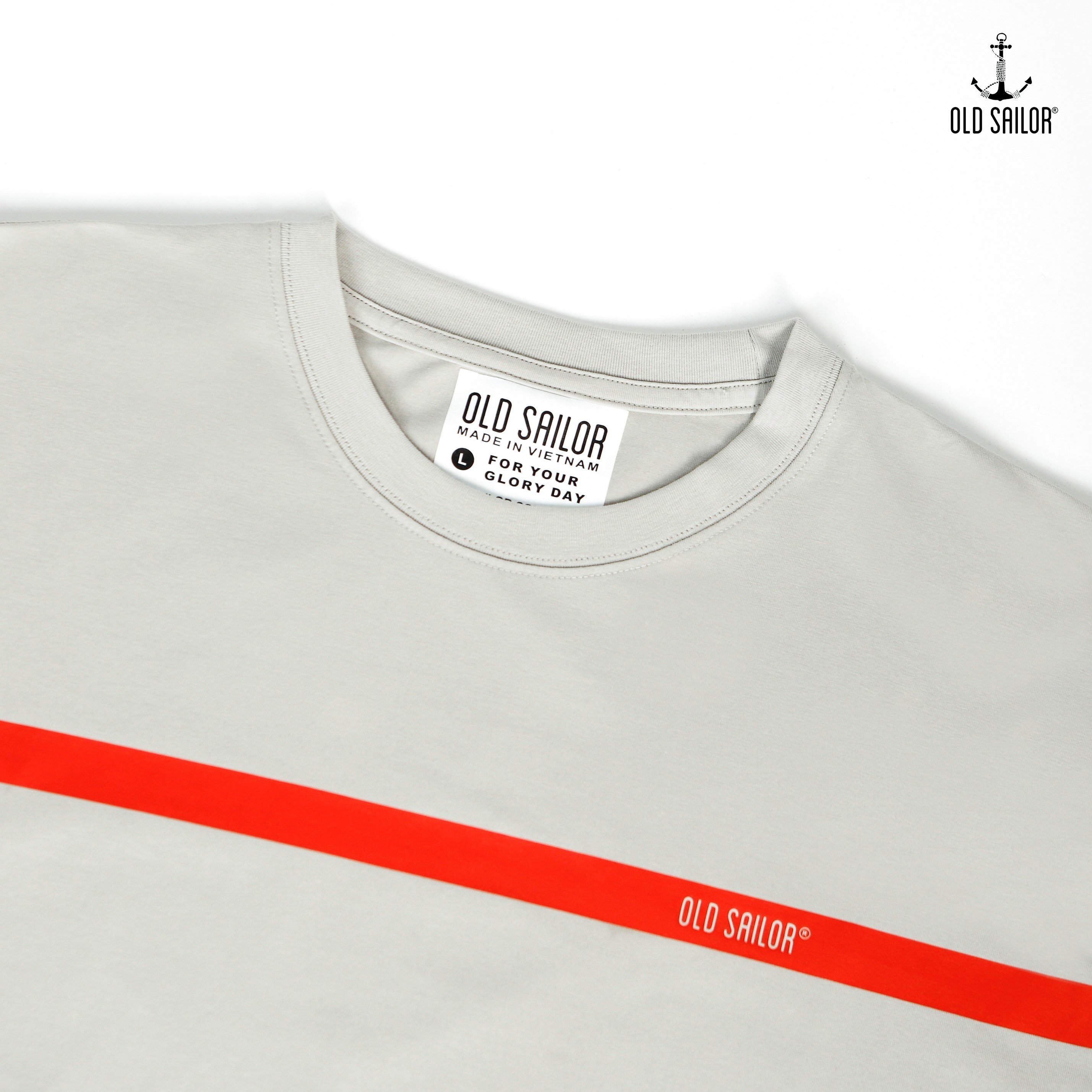 Áo thun nam họa tiết Old Sailor - O.S.L RED LINE TEE - GREY - ATXA31004 - Big size upto 5XL