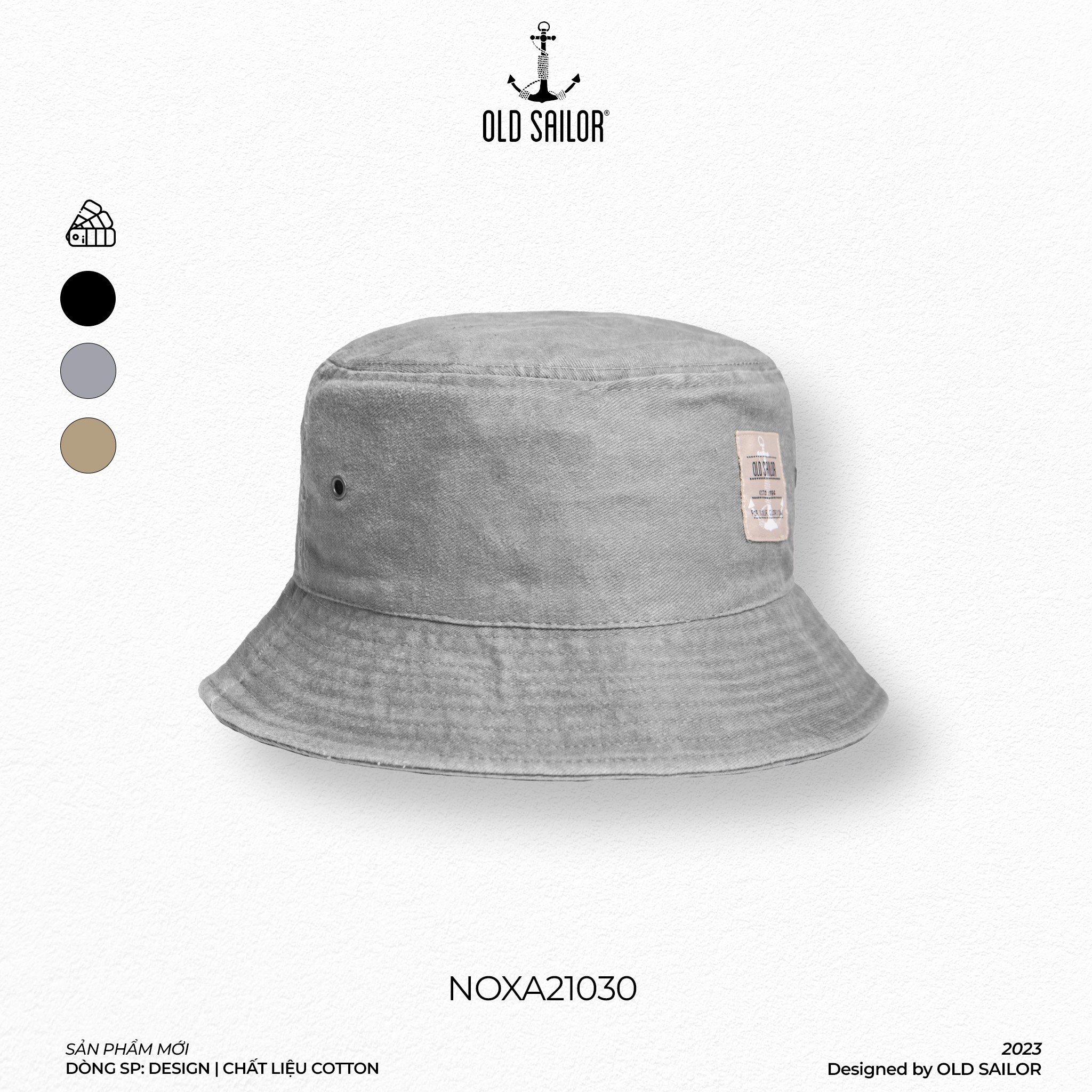 Nón bucket wash Old Sailor - grey - NOXA21030