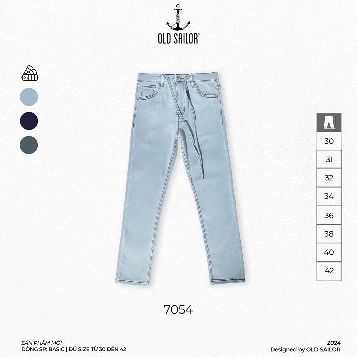 Quần Jeans Form Slimfit Old Sailor - 7054 - Big size upto 44