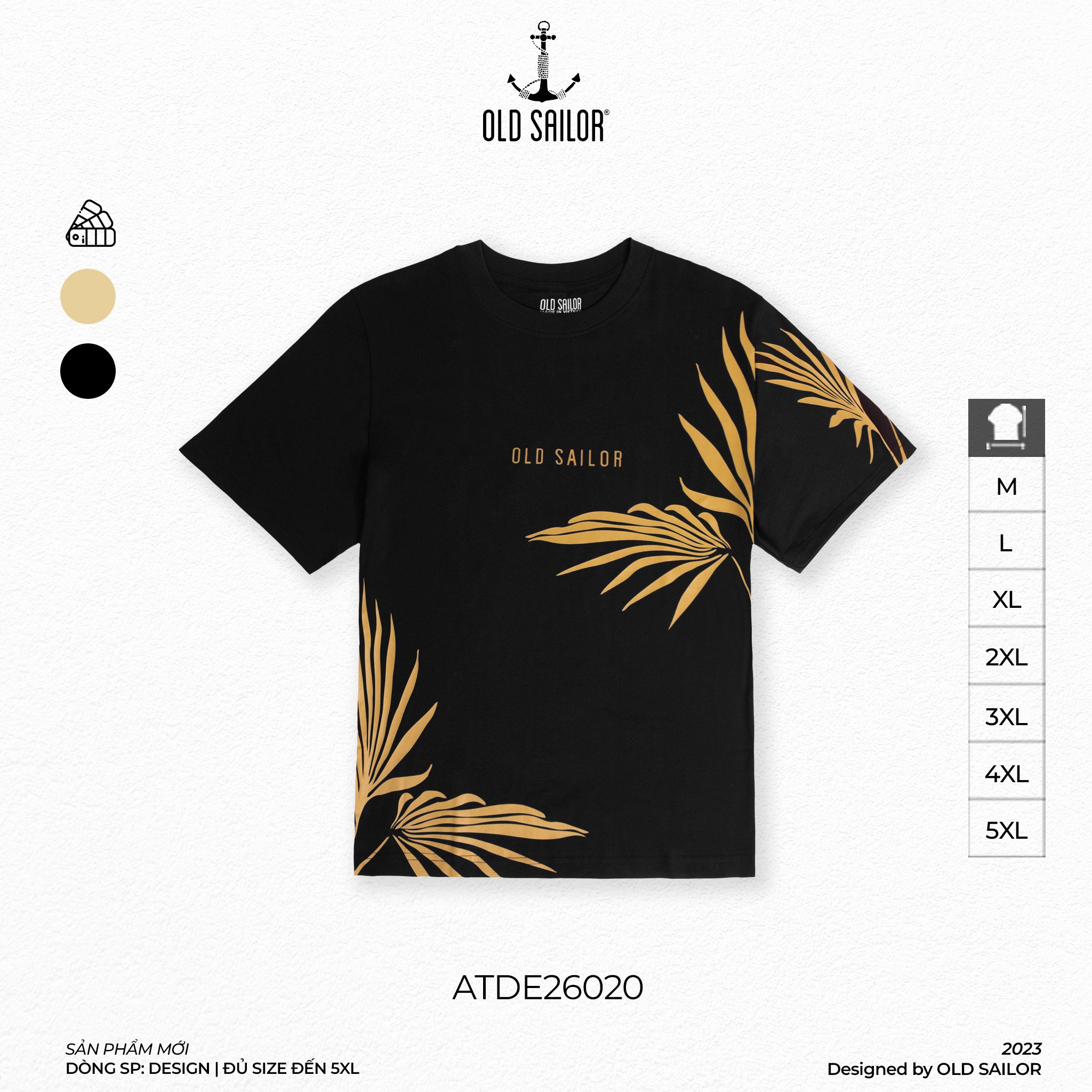 Áo thun họa tiết Palm Old Sailor - Black - ATDE26020 - đen - Big Size Upto 5XL