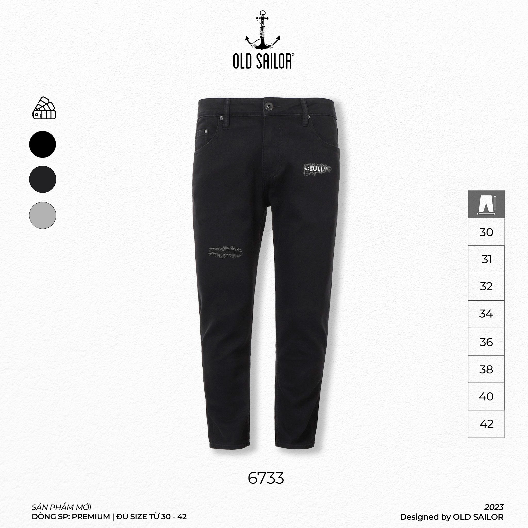 Quần jeans nam form slimfit Old Sailor - 6733 - Big size upto 42