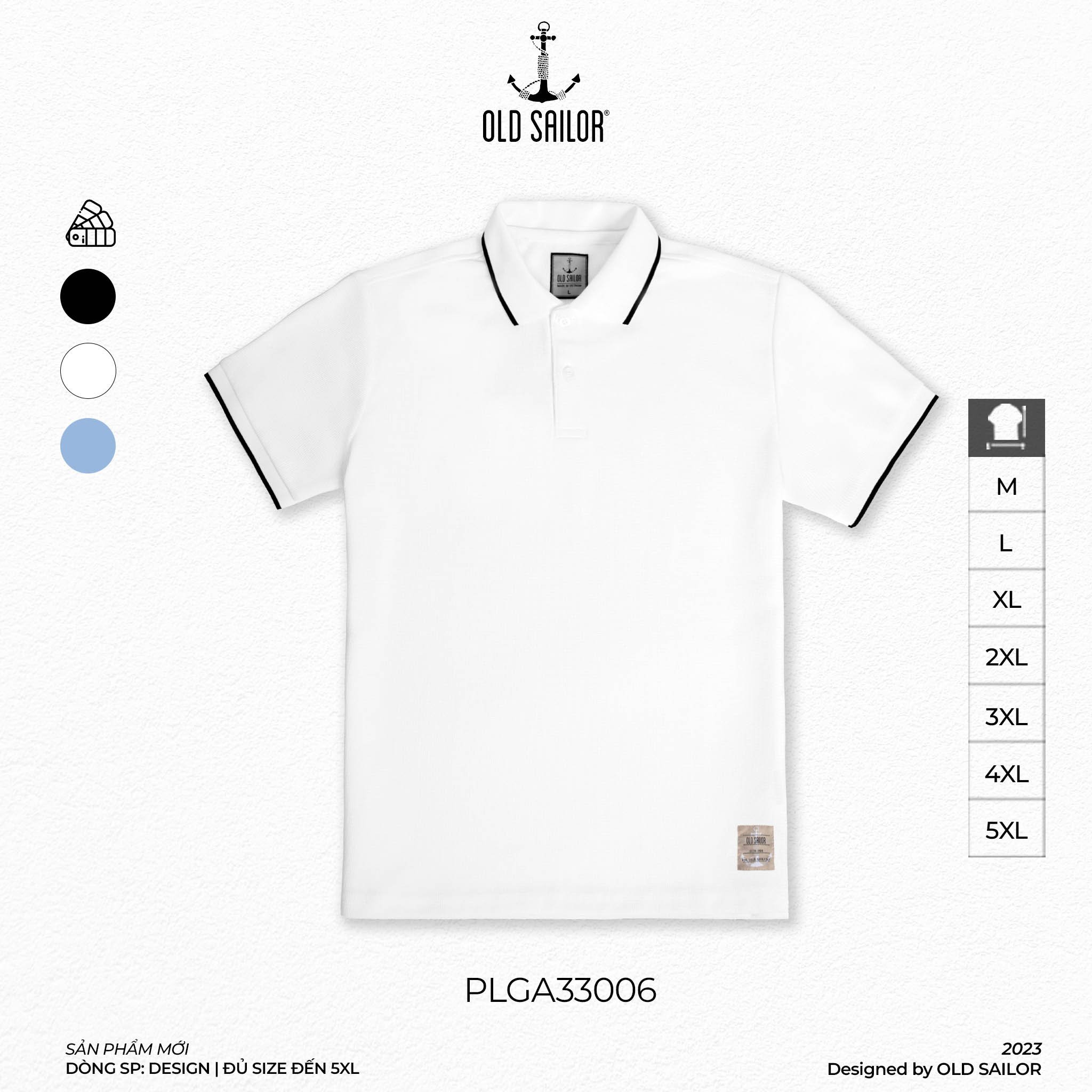 Áo polo vải dệt kim nam Old Sailor - White - PLGA33006 - trắng - Big size upto 5XL