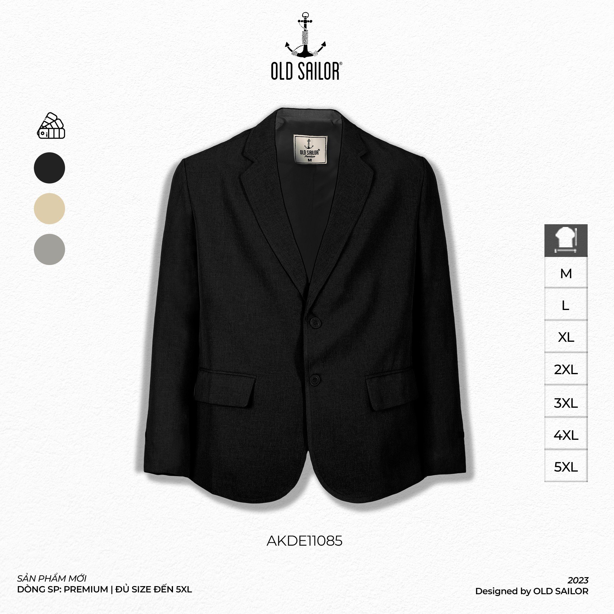 Áo khoác blazer Old Sailor - O.S.L PREMIUM BLAZER - AKDE11085 - đen - Big size upto 5XL