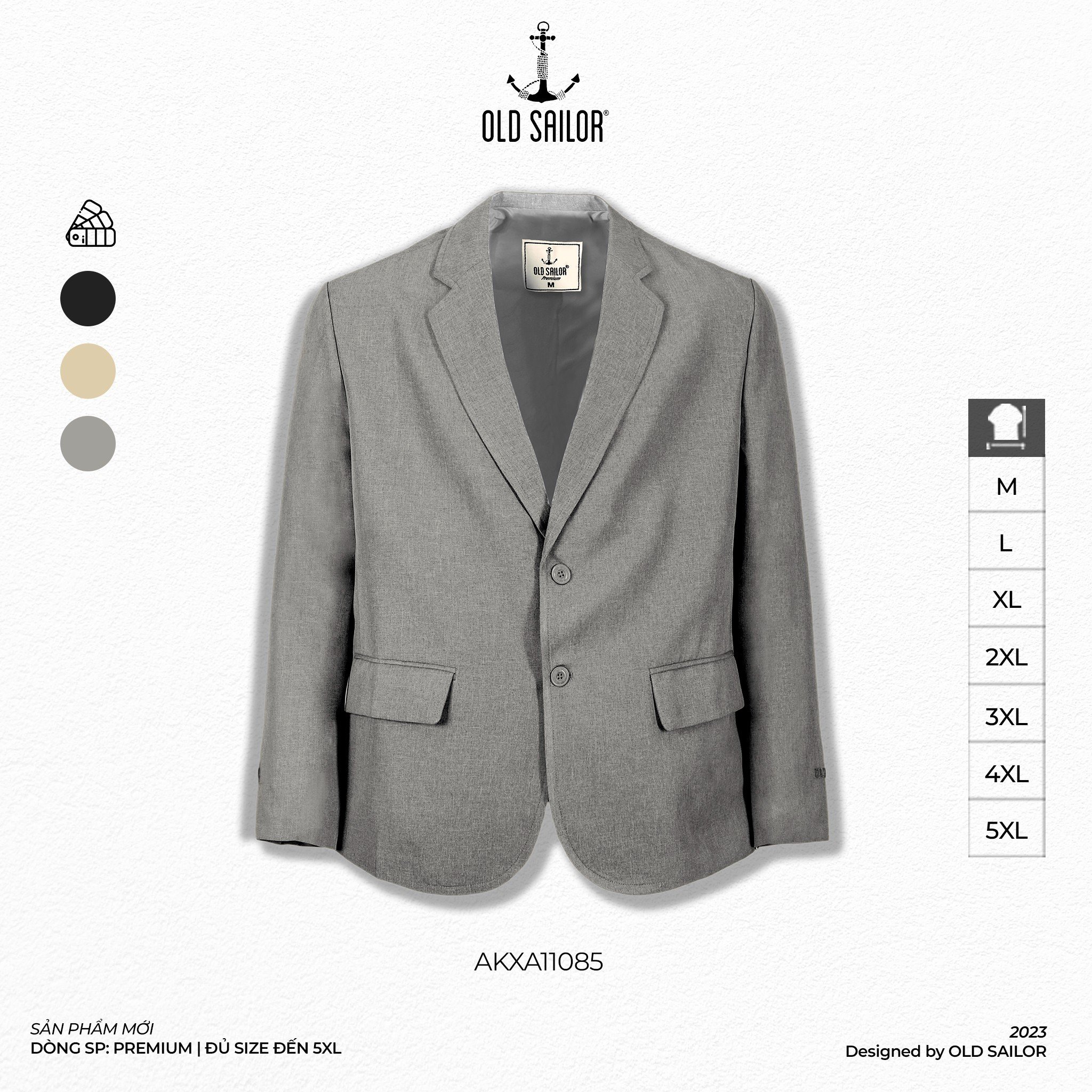 Áo khoác blazer Old Sailor - O.S.L PREMIUM BLAZER - AKXA11085 - xám - Big size upto 5XL
