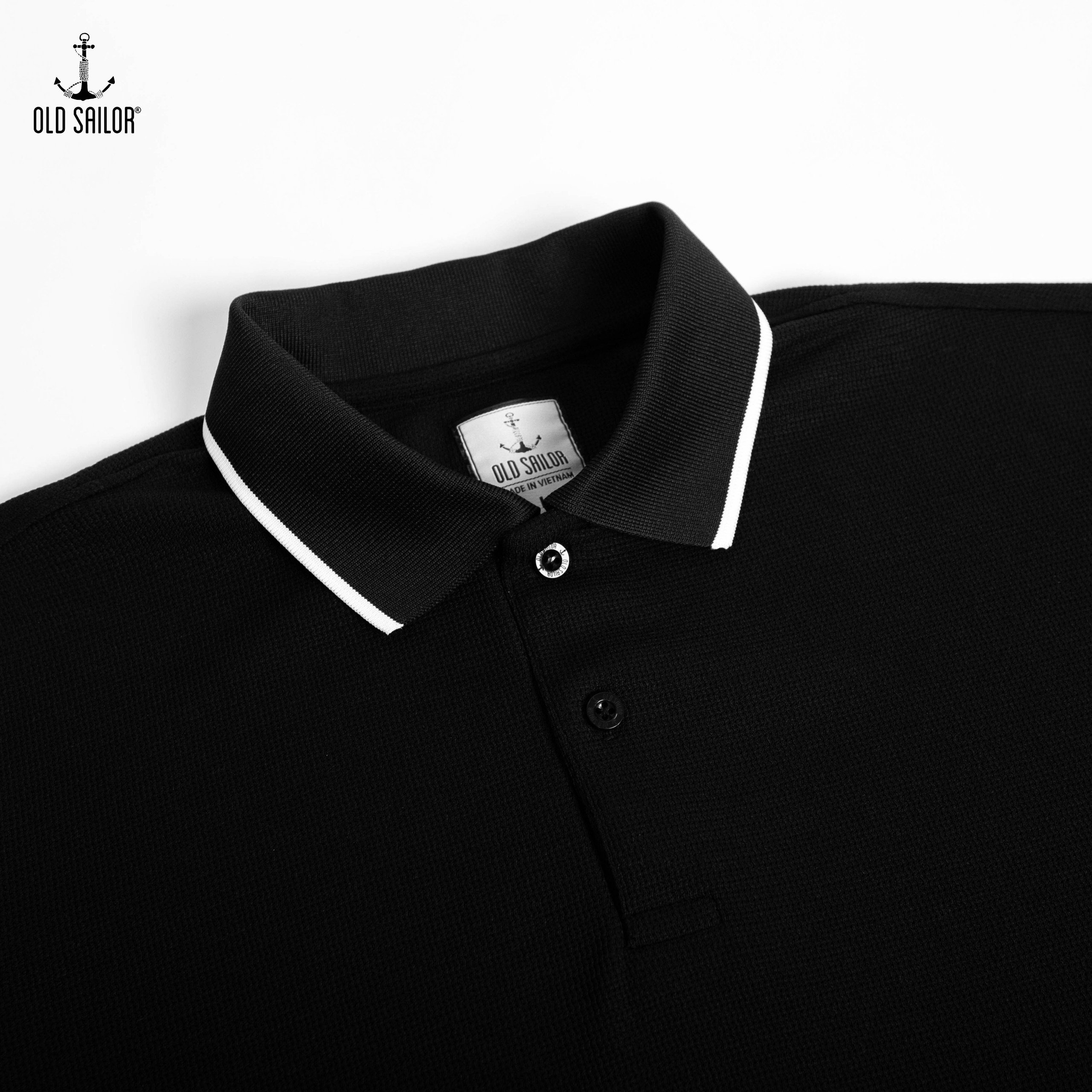 Áo polo vải dệt kim nam Old Sailor - Black - PLDE33006 - đen - Big size upto 5XL