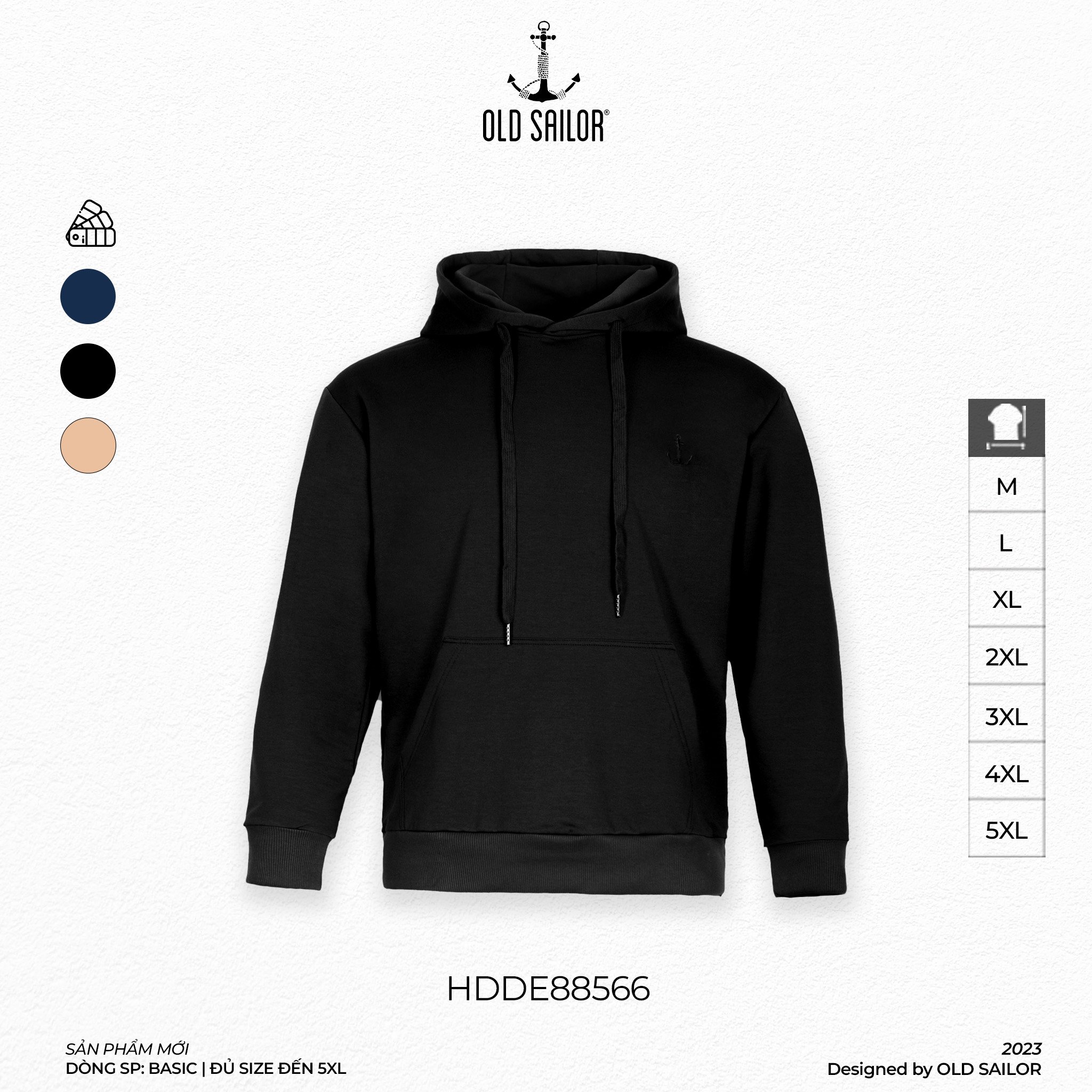 Áo hoodie Old Sailor - Black - HDDE88566 - đen - Big size upto 5XL
