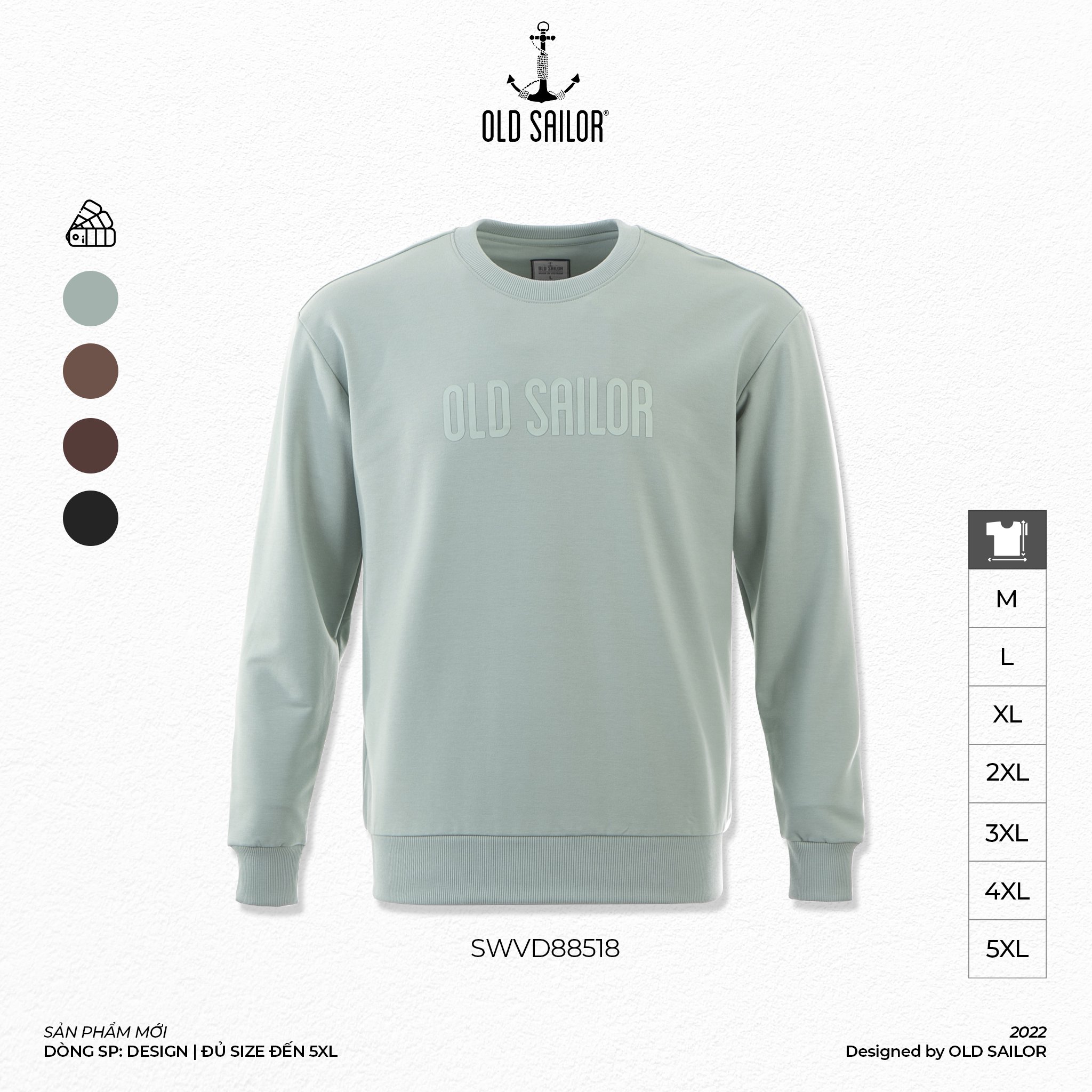 Áo sweater nam Old Sailor - O.S.L SILICON TEXT SWEATER - GREEN - SWVD88518 - vỏ đậu - Big size upto 5XL