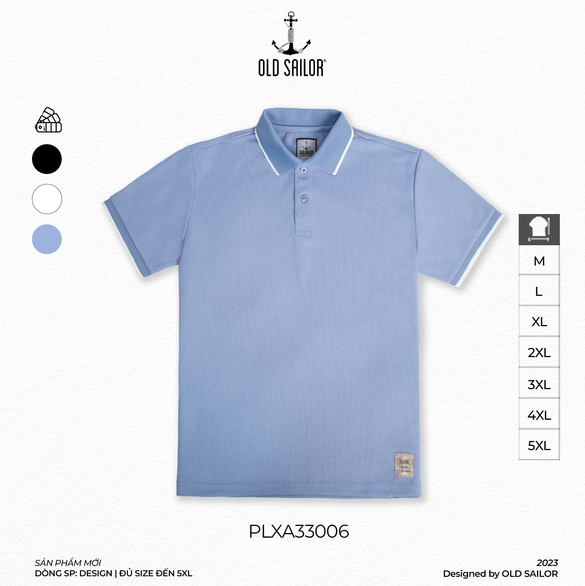 Áo polo vải dệt kim nam Old Sailor - Faded blue - PLXA33006 - xanh - Big size upto 5XL