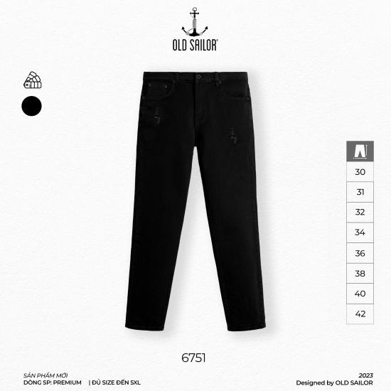 Quần jeans nam premium form skinny Old Sailor - 6751 - đen rách - Big size upto 42