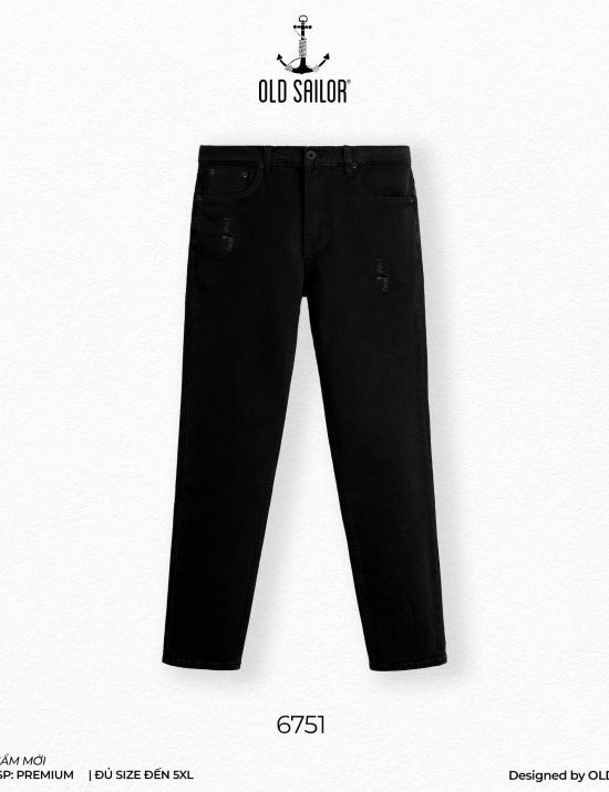 Quần jeans nam premium form skinny Old Sailor - 6751 - đen rách - Big size upto 42