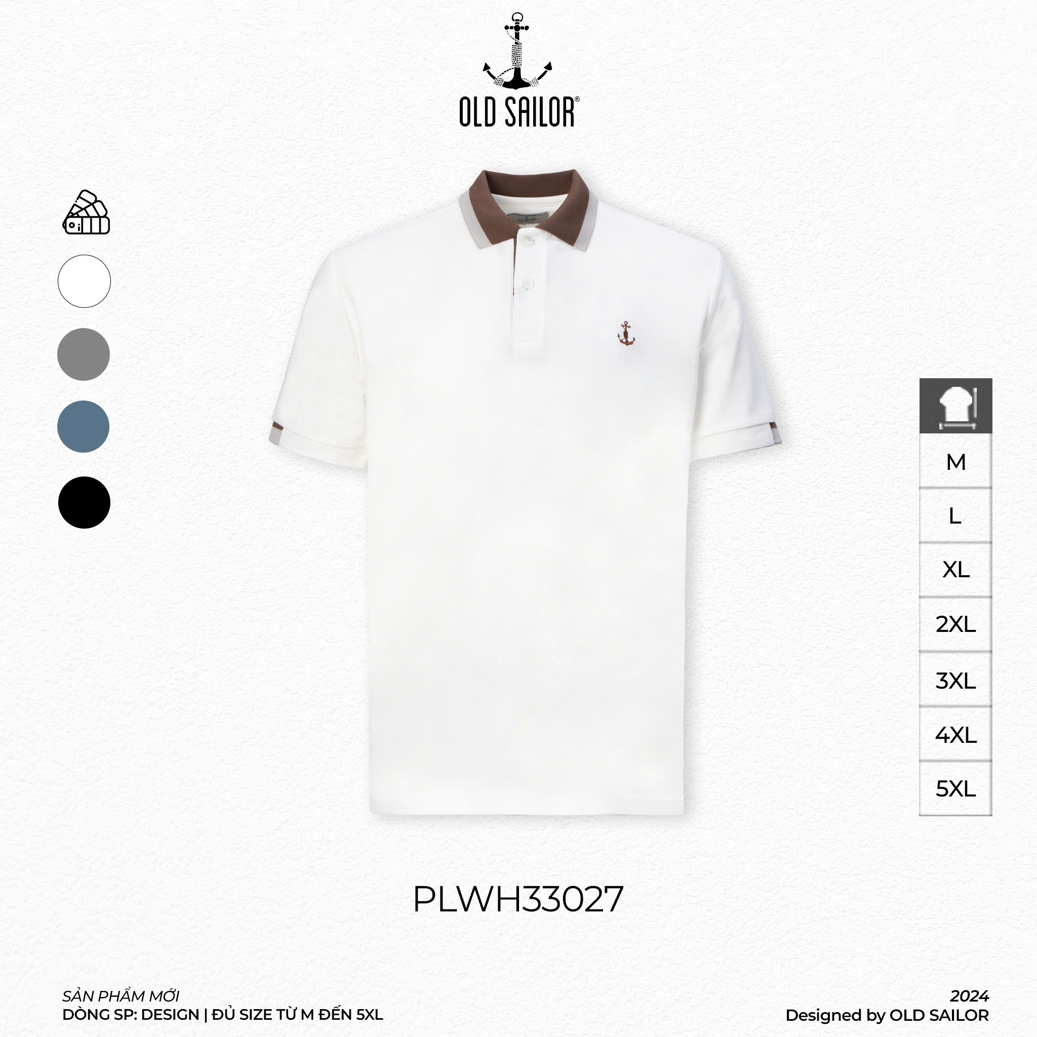 Áo Polo Embroidery Old Sailor - PLWH33027 - Big Size Upto 5XL