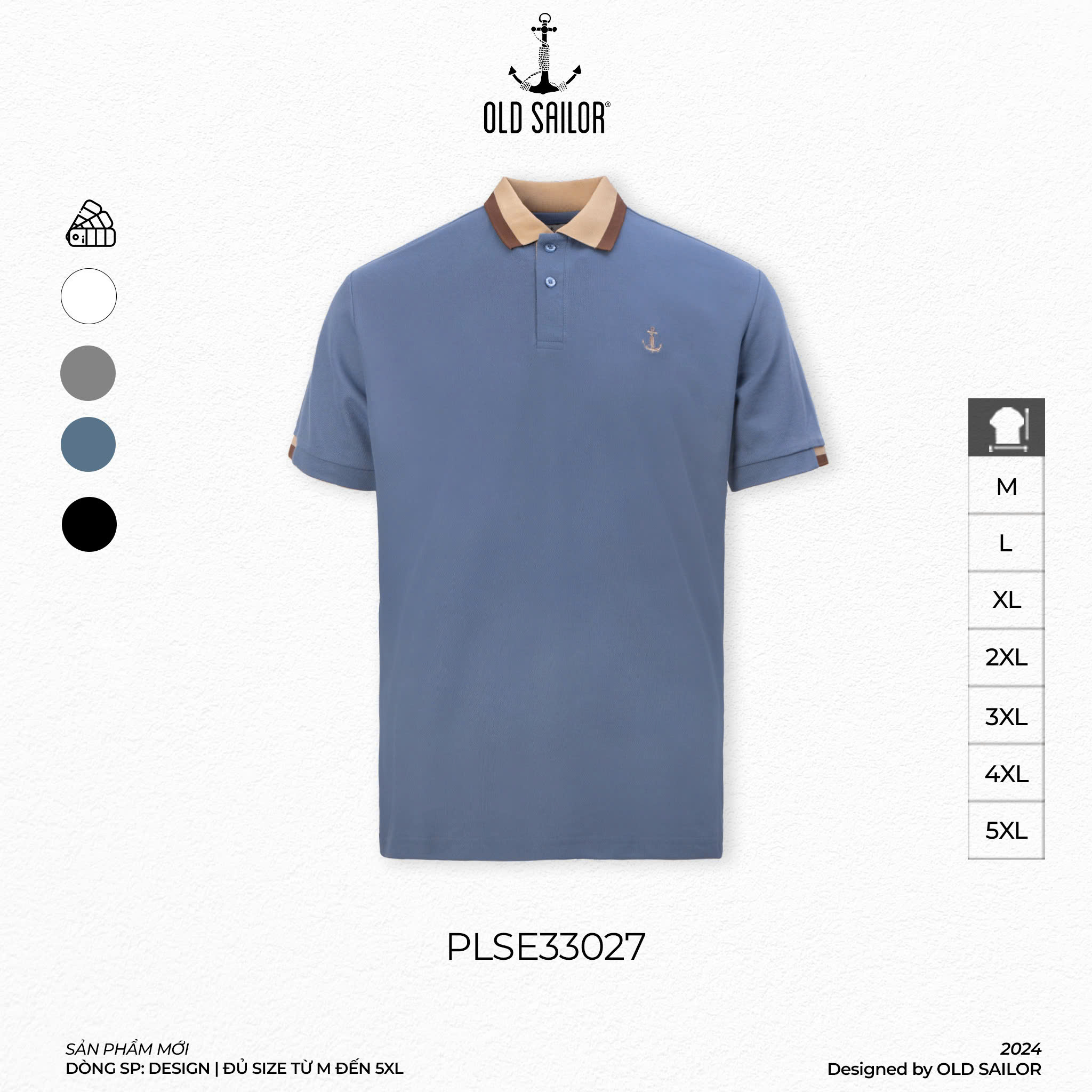 Áo Polo Embroidery Old Sailor - PLSE33027 - Big Size Upto 5XL