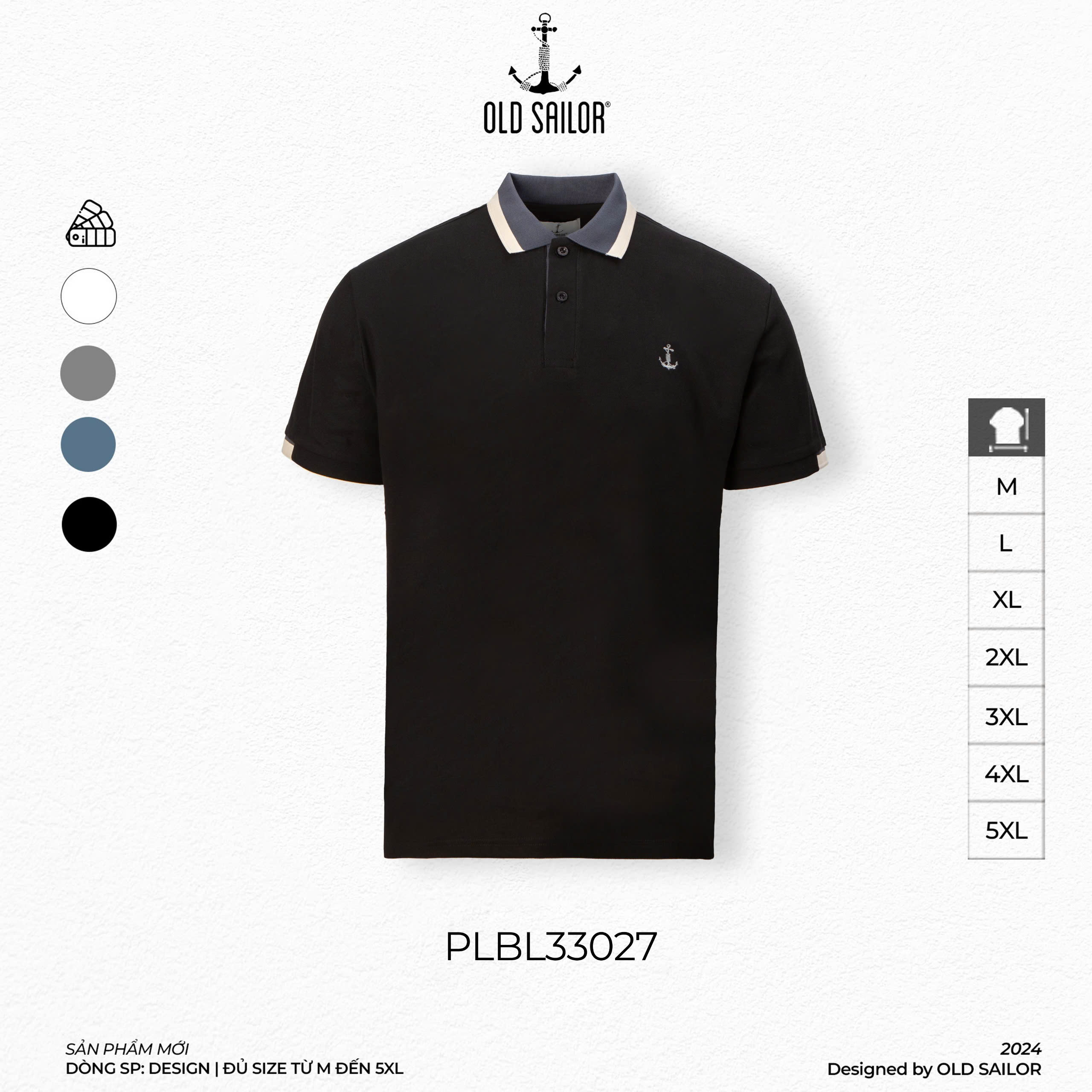 Áo Polo Embroidery Old Sailor - PLBL33027 - Big Size Upto 5XL