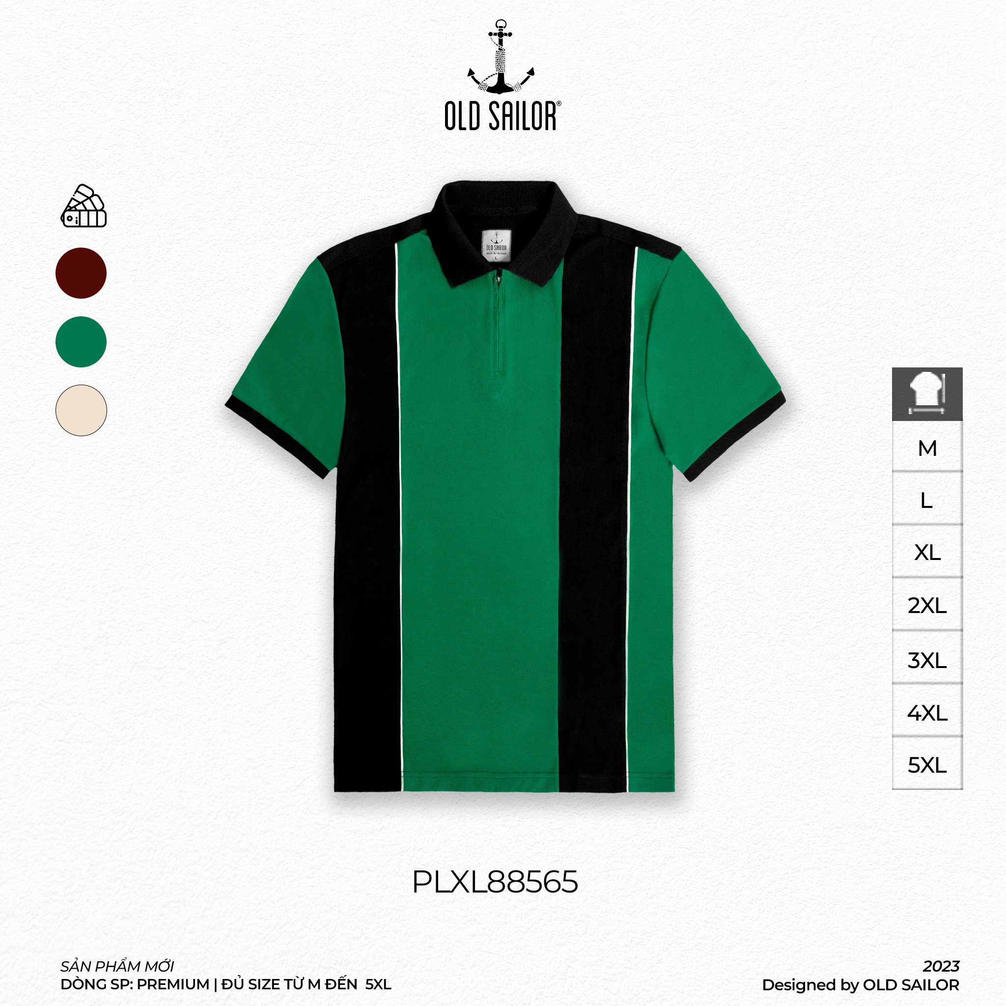 Áo polo 3-bar stripe Old Saillor - Green - PLXL88565 - xanh lá - Big size upto 5XL