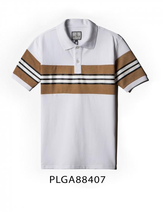 Áo Polo kẻ sọc Old Sailor - PLGA88407 -  trắng - big size upto 4XL
